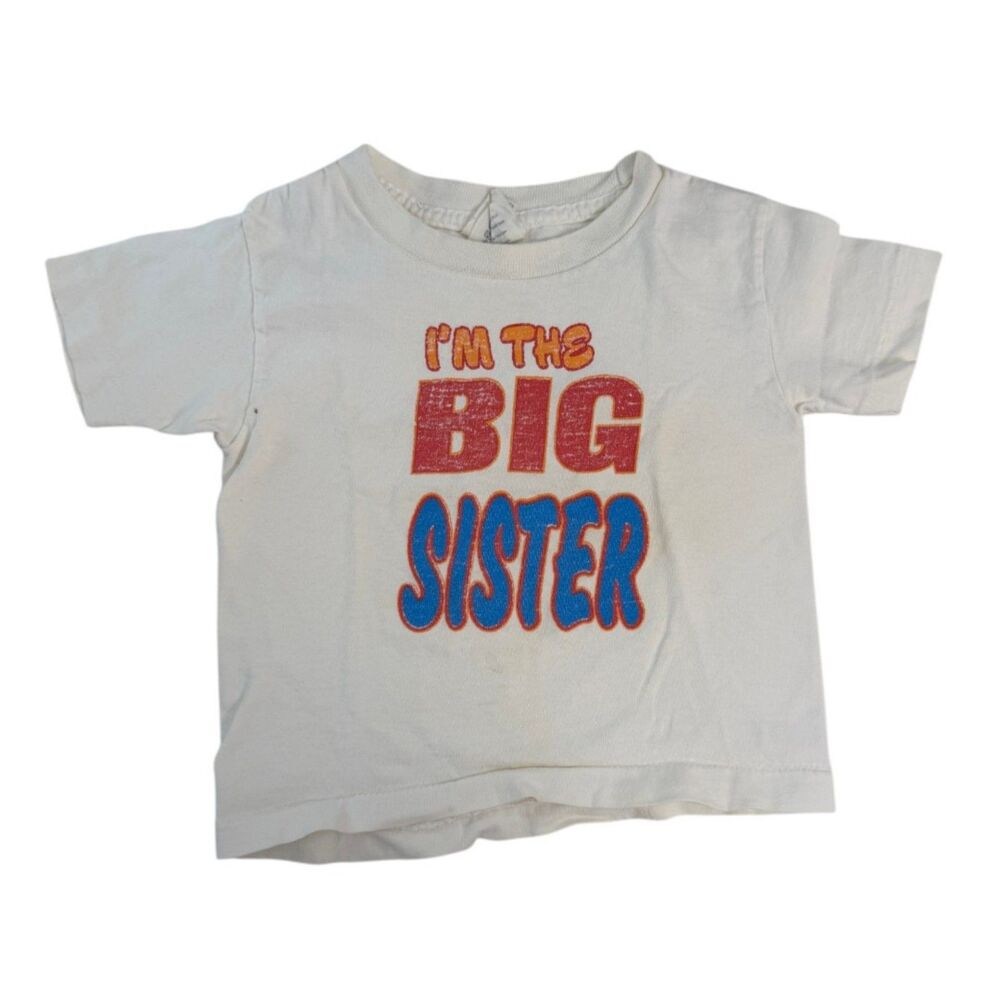 Vintage 90s 1992 Barney Dinosaur Big Sister Short Sleeve Shirt 4T